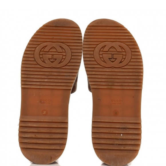 Gucci Canvas Monogram Angelina Platform Slide Sandals 38 - Picture 5 of 6